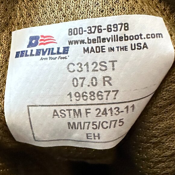 Belleville C312ST Coyote Hot Weather Steel Toe Tactical Boots – Men’s 7R - Picture 7 of 8